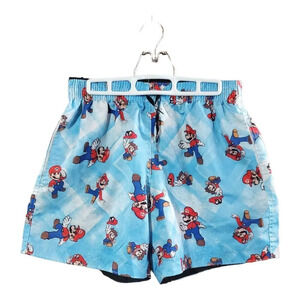 Kids Mario Kart All Over Print Blue Swim Shorts Size Medium